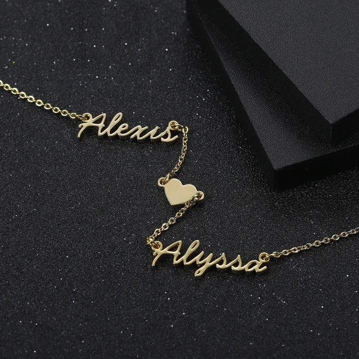 Customized Double Name Heart Necklace