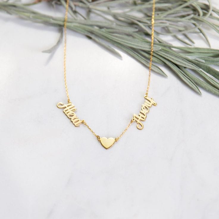 Customized Double Name Heart Necklace