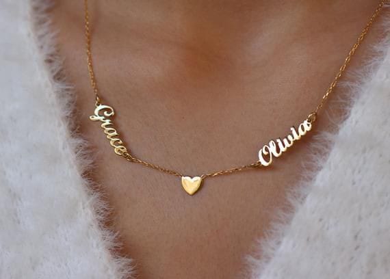 Customized Double Name Heart Necklace