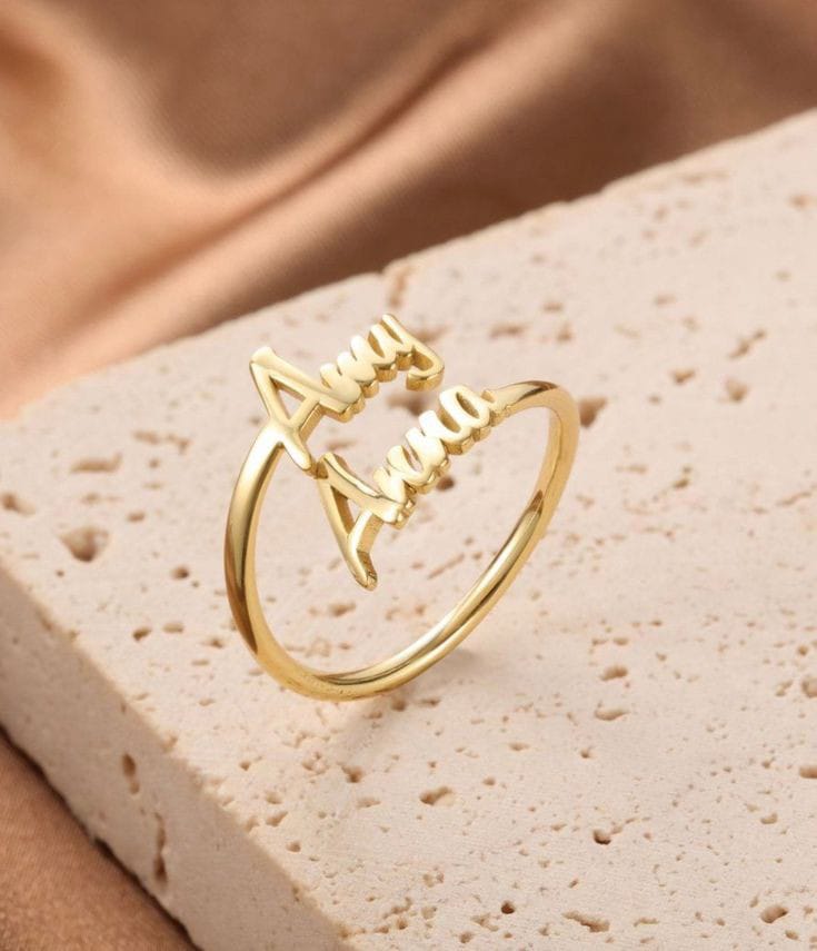 Adjustable Couple Name Ring