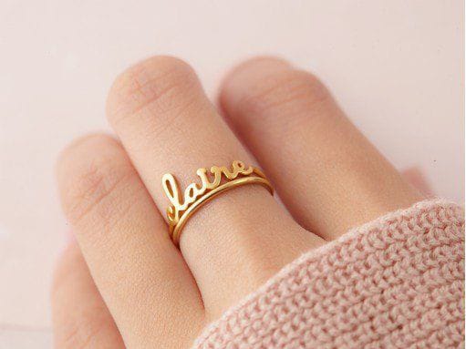 Adjustable Couple Name Ring